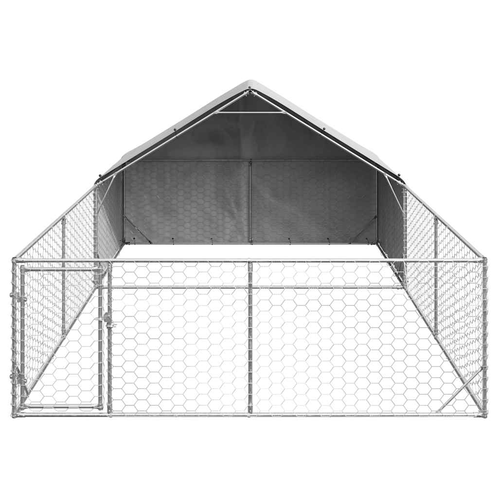 Cuccia per Cani da Esterno con Recinto 6x3x1,9m Acciaio Zincato