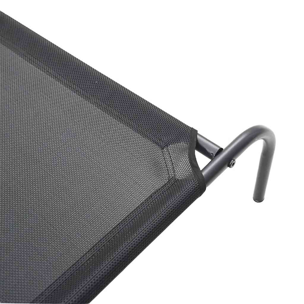 Cuccia per Cani Rialzata Nera 130x80x20 cm Textilene e Acciaio