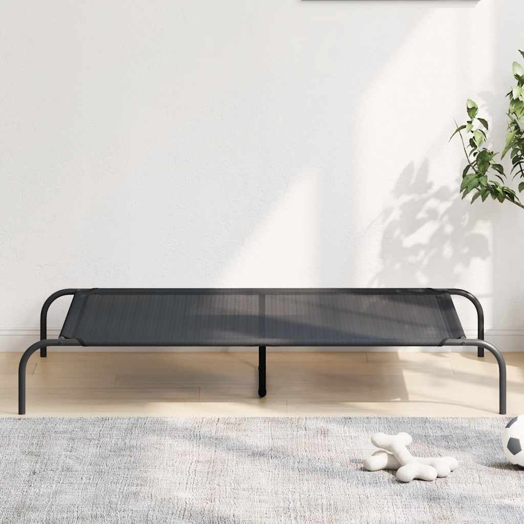 Cuccia per Cani Rialzata Nera 130x80x20 cm Textilene e Acciaio