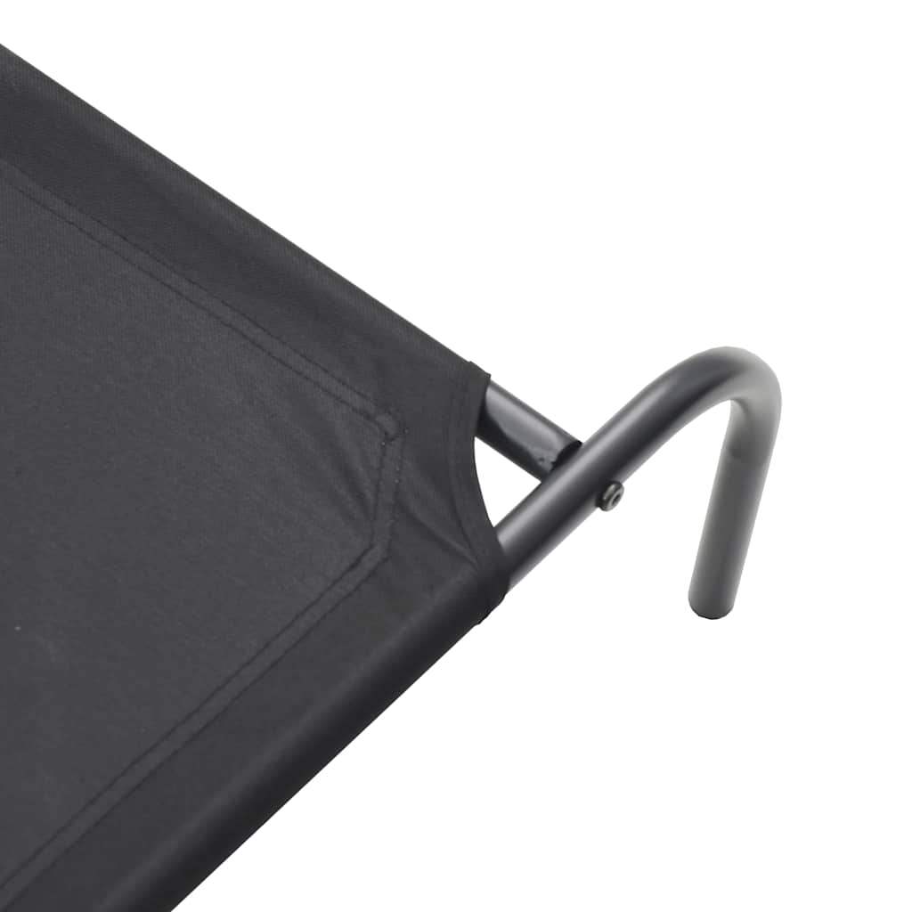 Cuccia per Cani Rialzata Nera 90x50x20 cm Tela Oxford e Acciaio