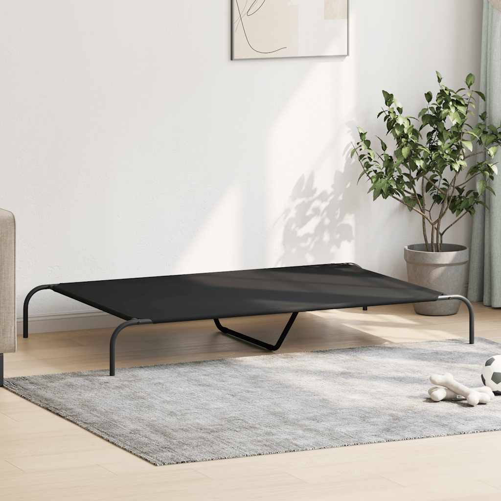 Cuccia per Cani Rialzata Nera 150x90x20cm Tela Oxford e Acciaio