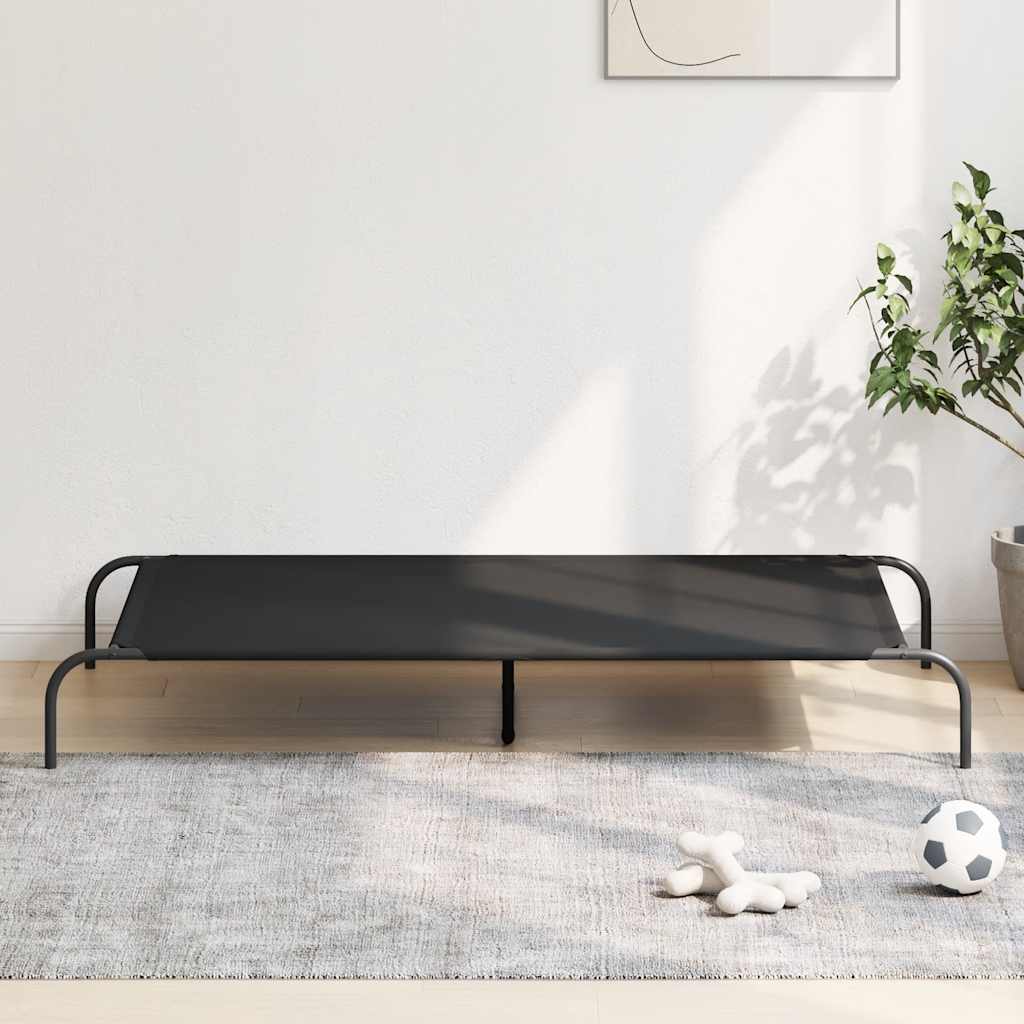 Cuccia per Cani Rialzata Nera 150x90x20cm Tela Oxford e Acciaio