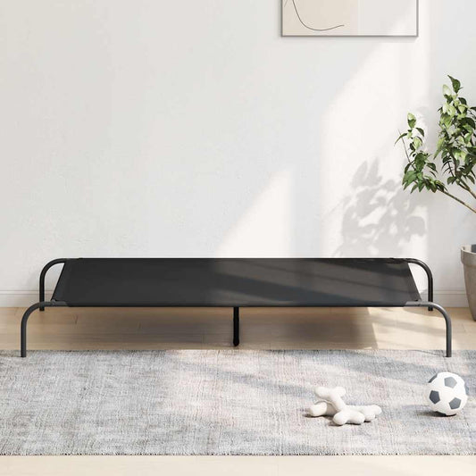 Cuccia per Cani Rialzata Nera 150x90x20cm Tela Oxford e Acciaio