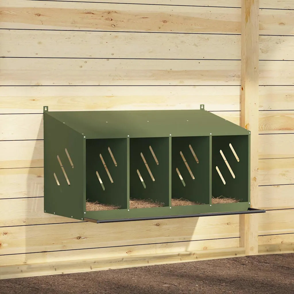 Nido per polli con 4 scomparti in metallo galvanizzato 106,5x64x59,5 cm