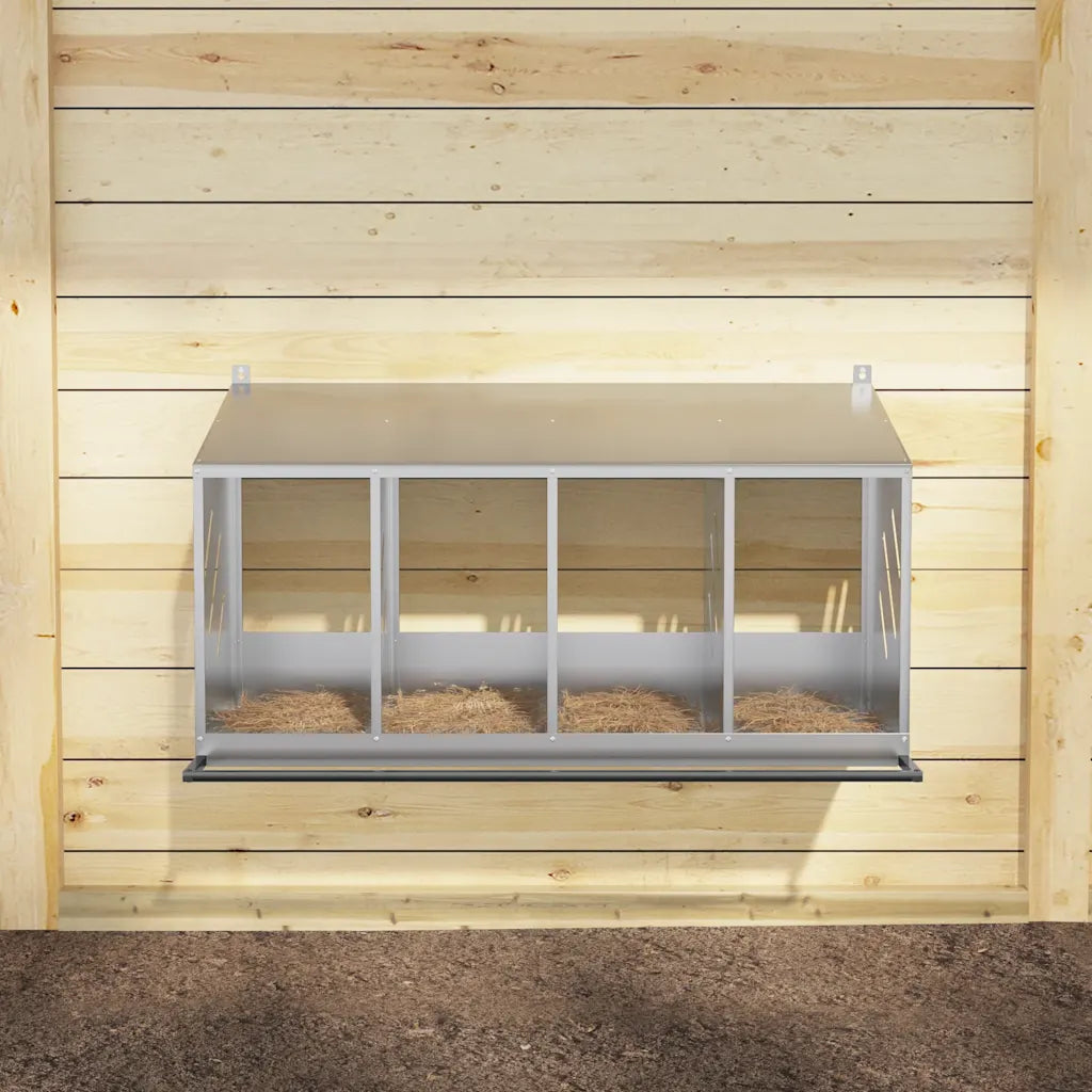 Nido per polli con 4 scomparti in metallo galvanizzato 106,5x64x59,5 cm