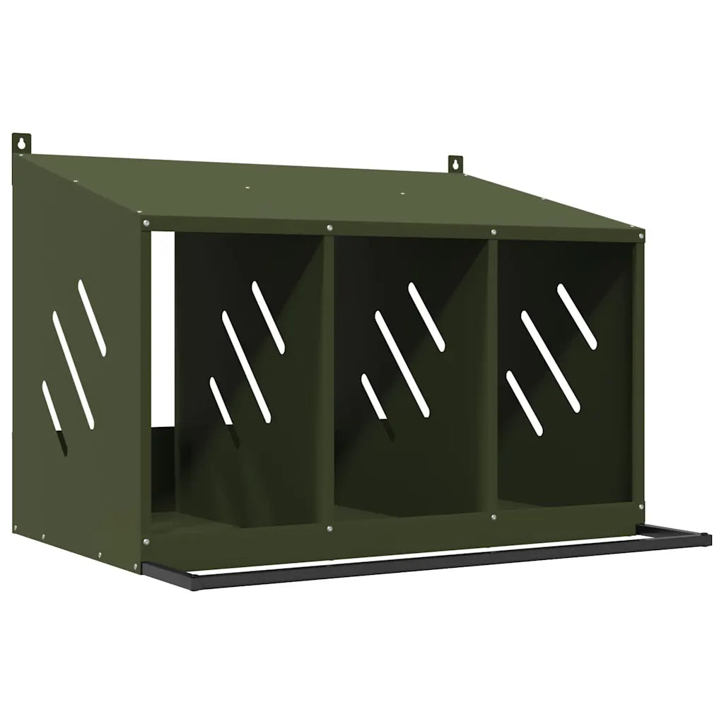 Nido per polli con 3 scomparti in metallo galvanizzato 80x64x59,5 cm