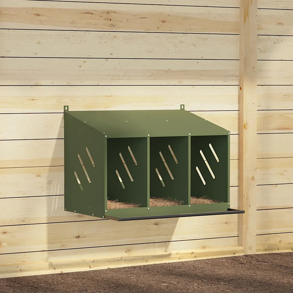 Nido per polli con 3 scomparti in metallo galvanizzato 80x64x59,5 cm