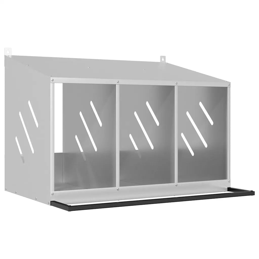 Nido per polli con 3 scomparti in metallo galvanizzato 80x64x59,5 cm