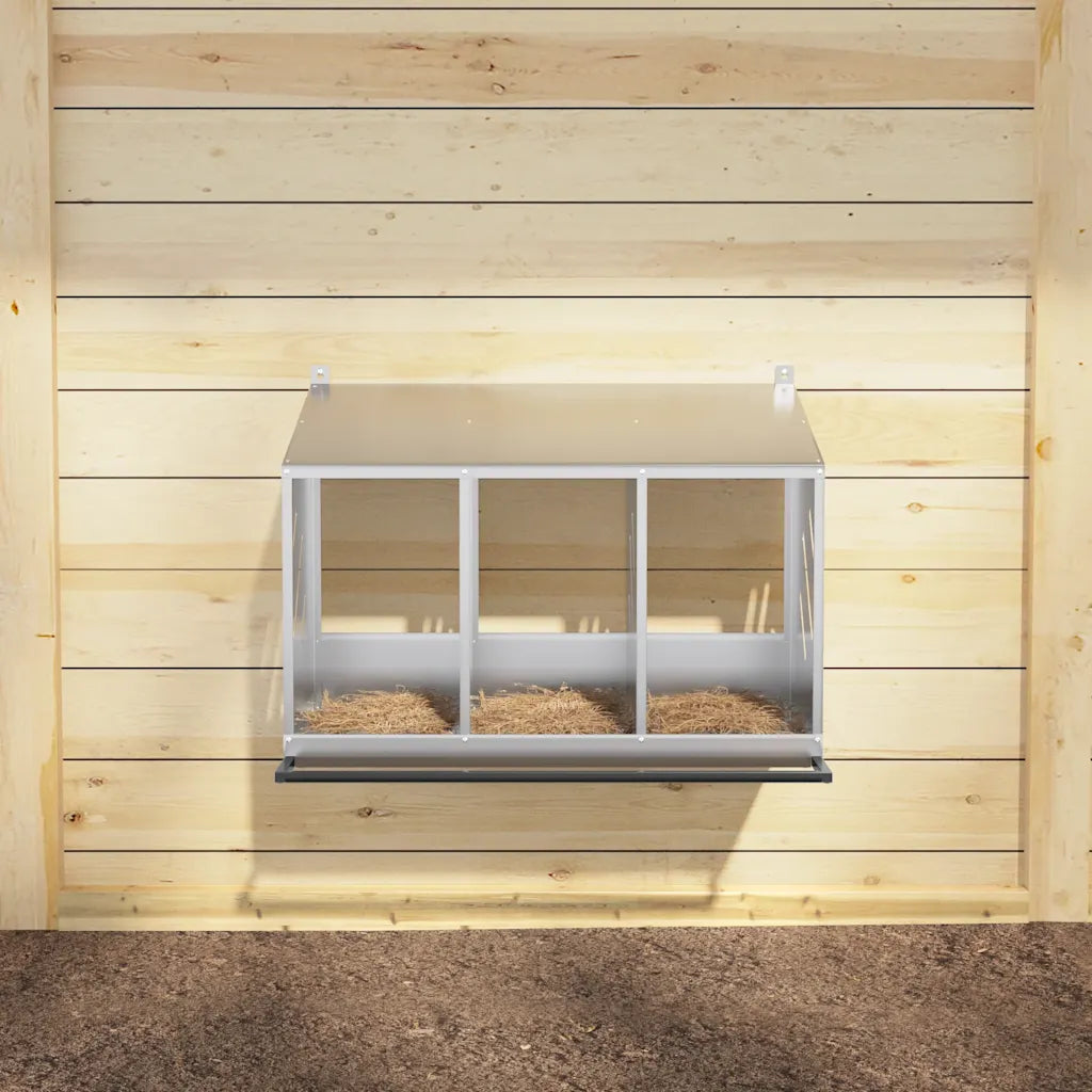 Nido per polli con 3 scomparti in metallo galvanizzato 80x64x59,5 cm