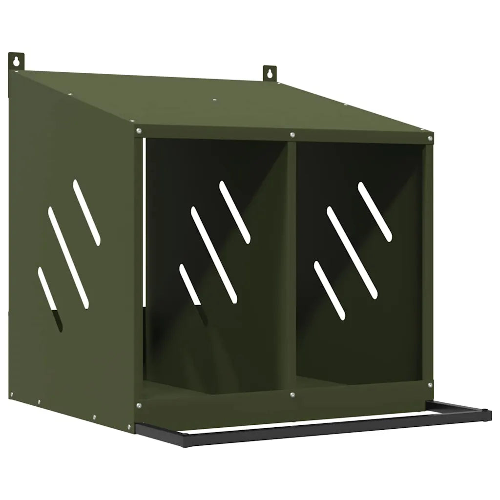 Nido per polli con 2 scomparti in metallo galvanizzato 54x64x59,5 cm