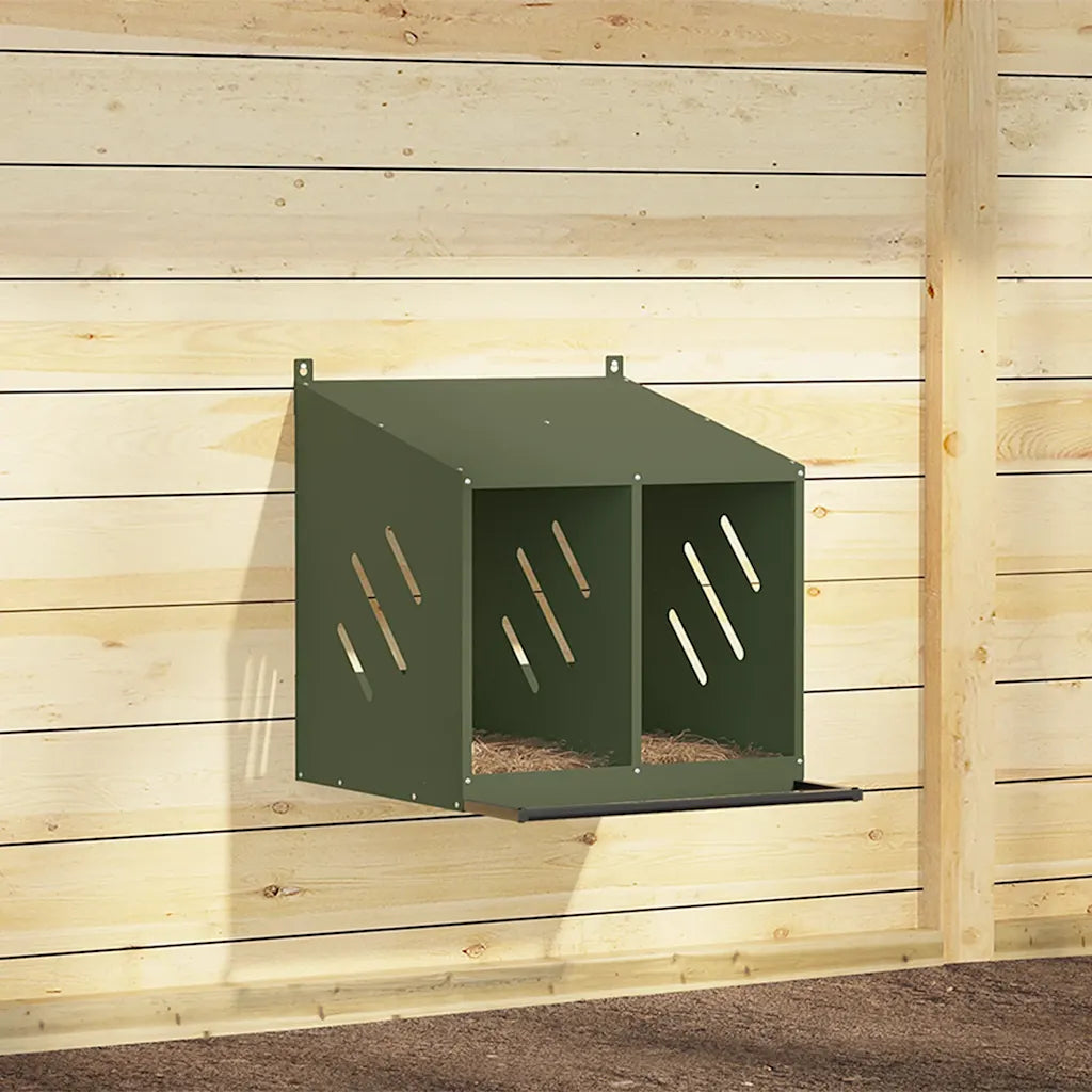 Nido per polli con 2 scomparti in metallo galvanizzato 54x64x59,5 cm