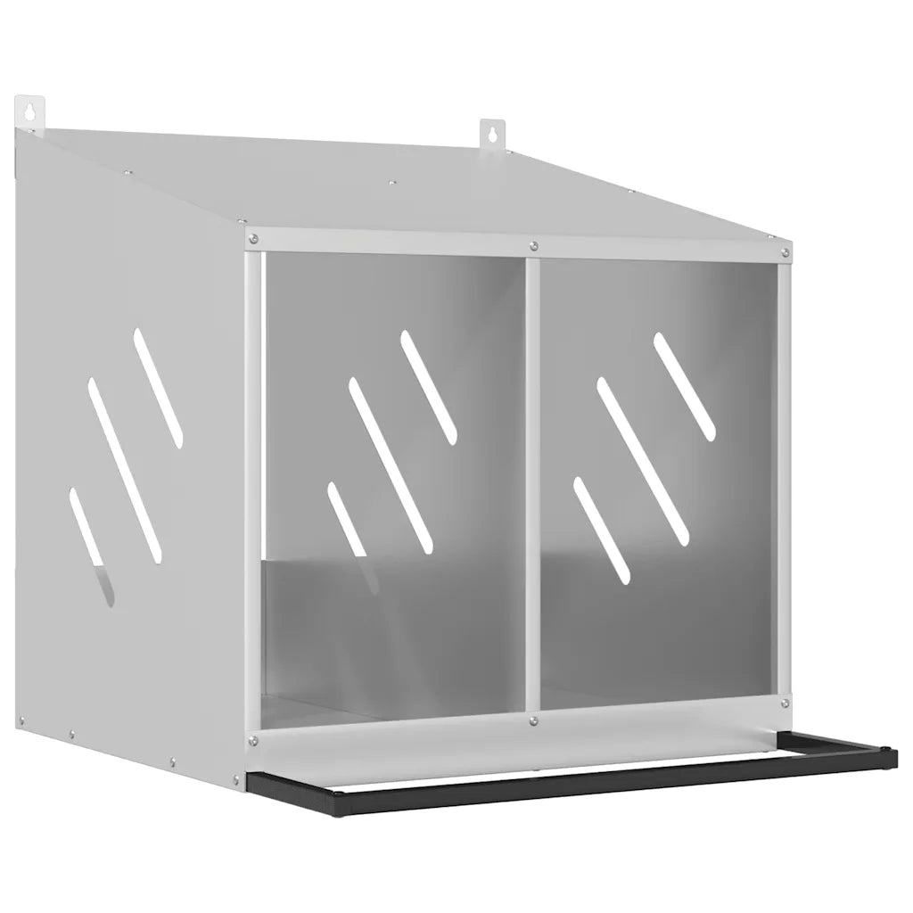 Nido per polli con 2 scomparti in metallo galvanizzato 54x64x59,5 cm