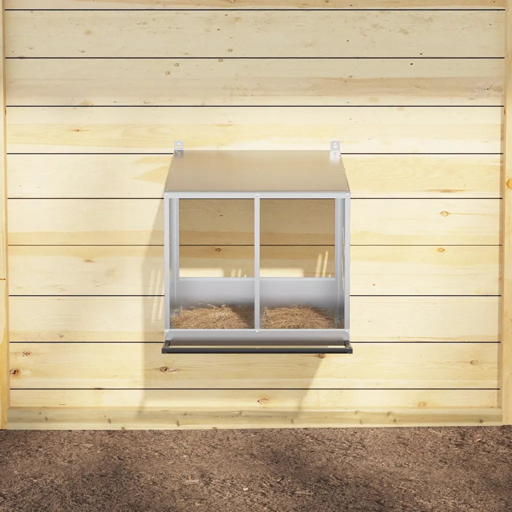 Nido per polli con 2 scomparti in metallo galvanizzato 54x64x59,5 cm