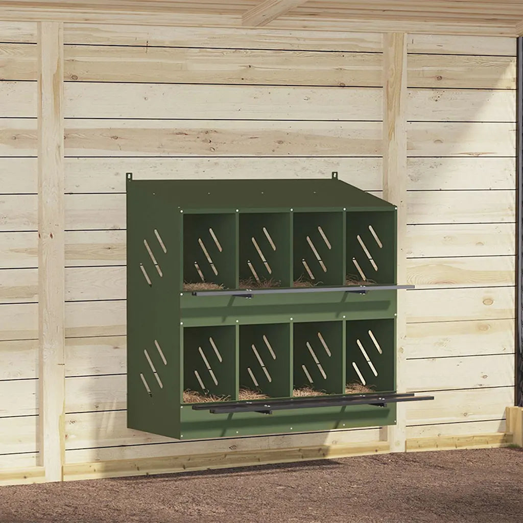 Nido per polli con 8 scomparti in metallo galvanizzato 106,5x79x109,5 cm