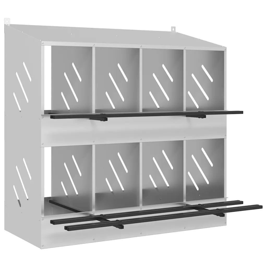 Nido per polli con 8 scomparti in metallo galvanizzato 106,5x79x109,5 cm