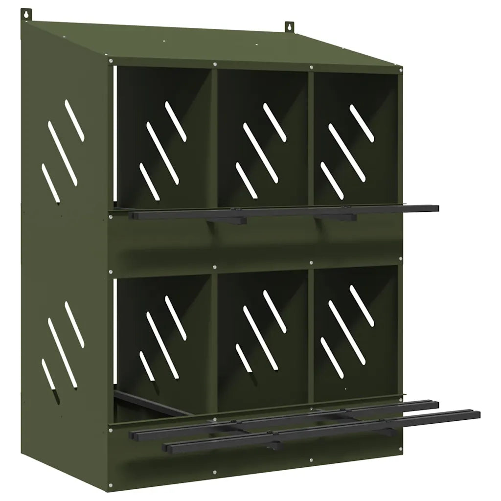 Nido per polli con 6 scomparti in metallo galvanizzato 80x79x109,5 cm