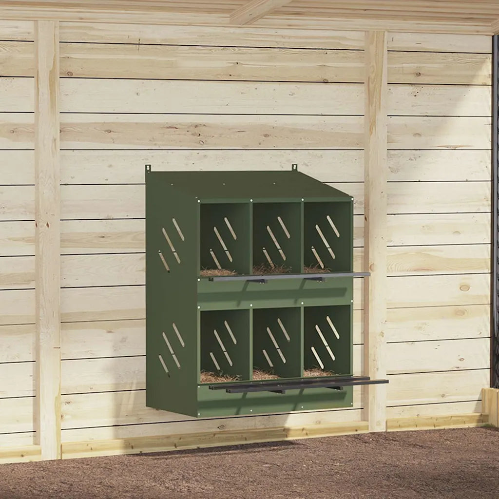 Nido per polli con 6 scomparti in metallo galvanizzato 80x79x109,5 cm