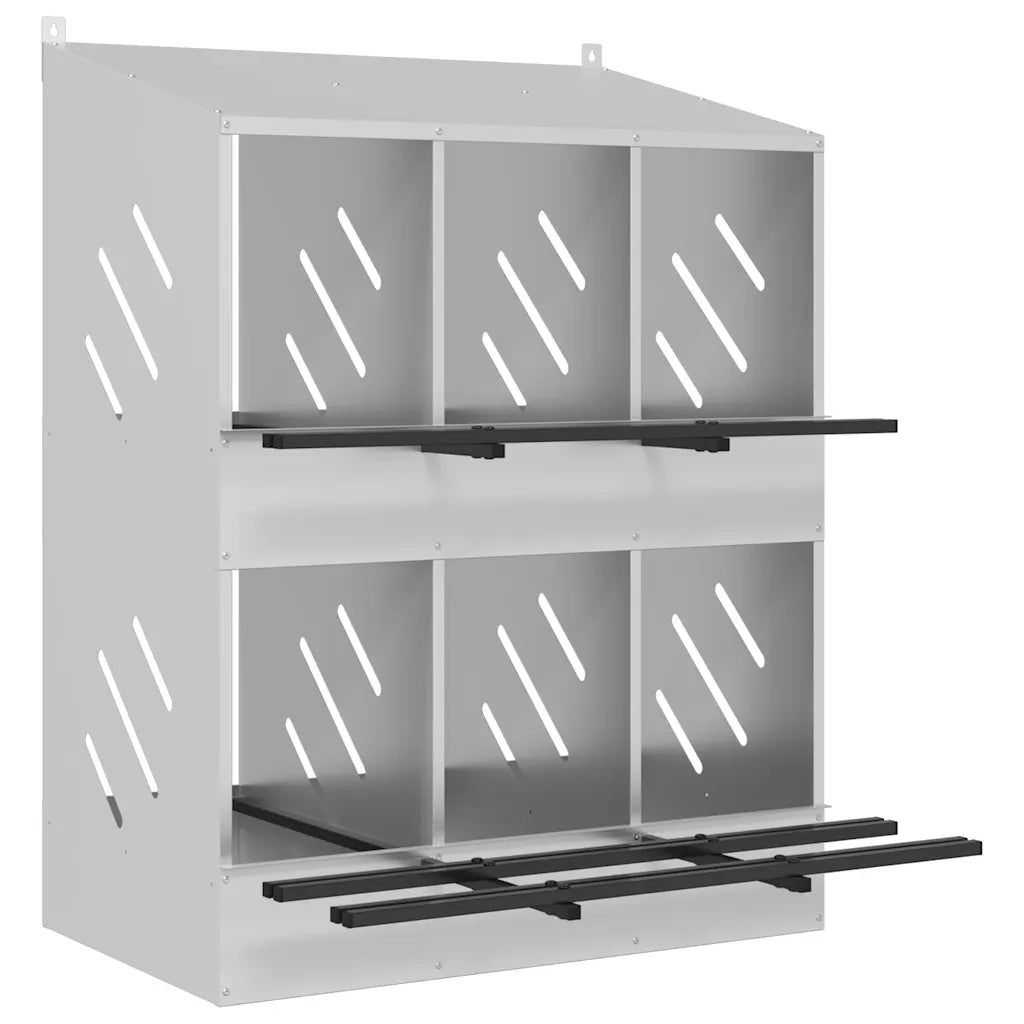 Nido per polli con 6 scomparti in metallo galvanizzato 80x79x109,5 cm