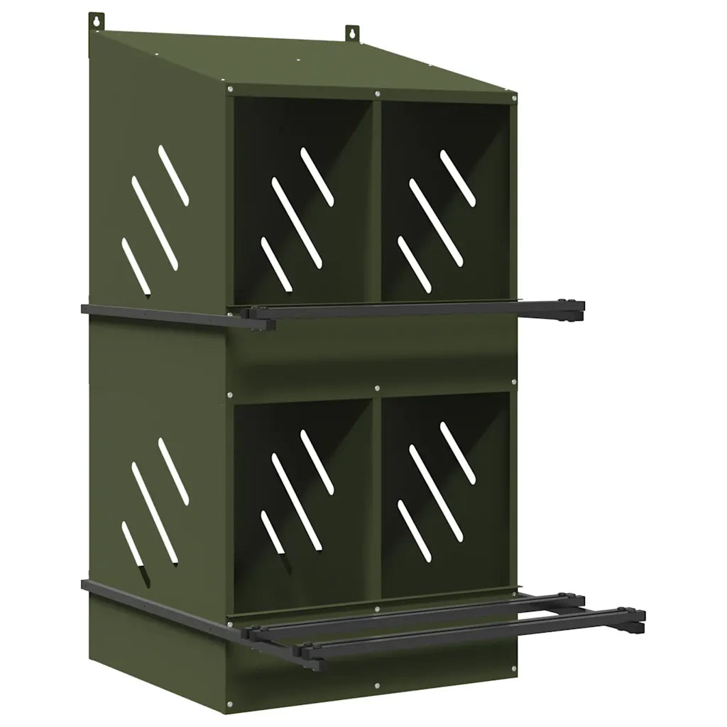 Nido per polli con 4 scomparti in metallo galvanizzato 54x79x109,5 cm