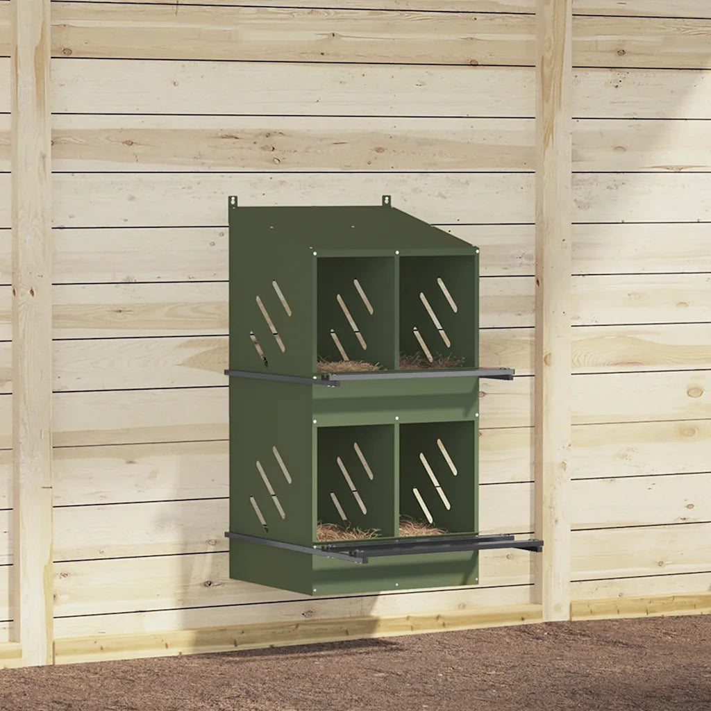 Nido per polli con 4 scomparti in metallo galvanizzato 54x79x109,5 cm