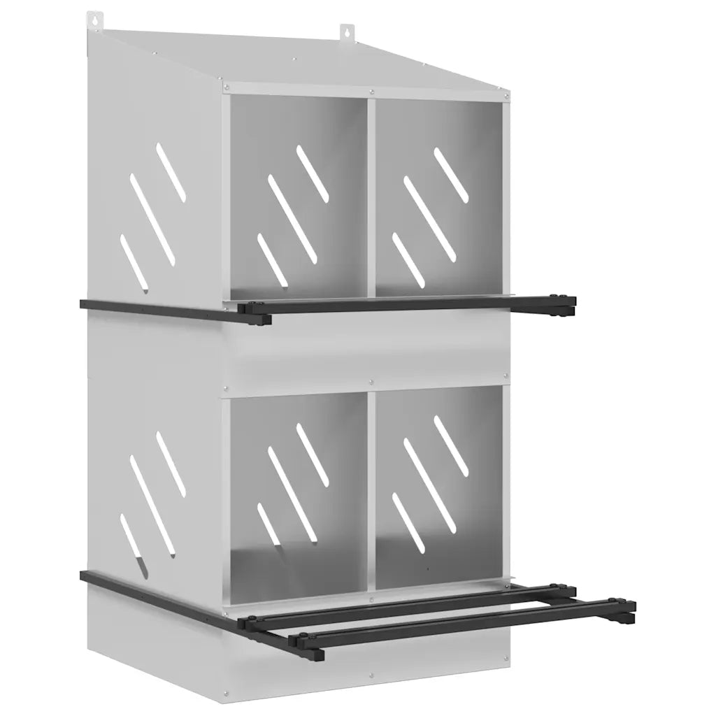Nido per polli con 4 scomparti in metallo galvanizzato 54x79x109,5 cm