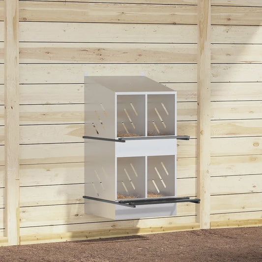 Nido per polli con 4 scomparti in metallo galvanizzato 54x79x109,5 cm