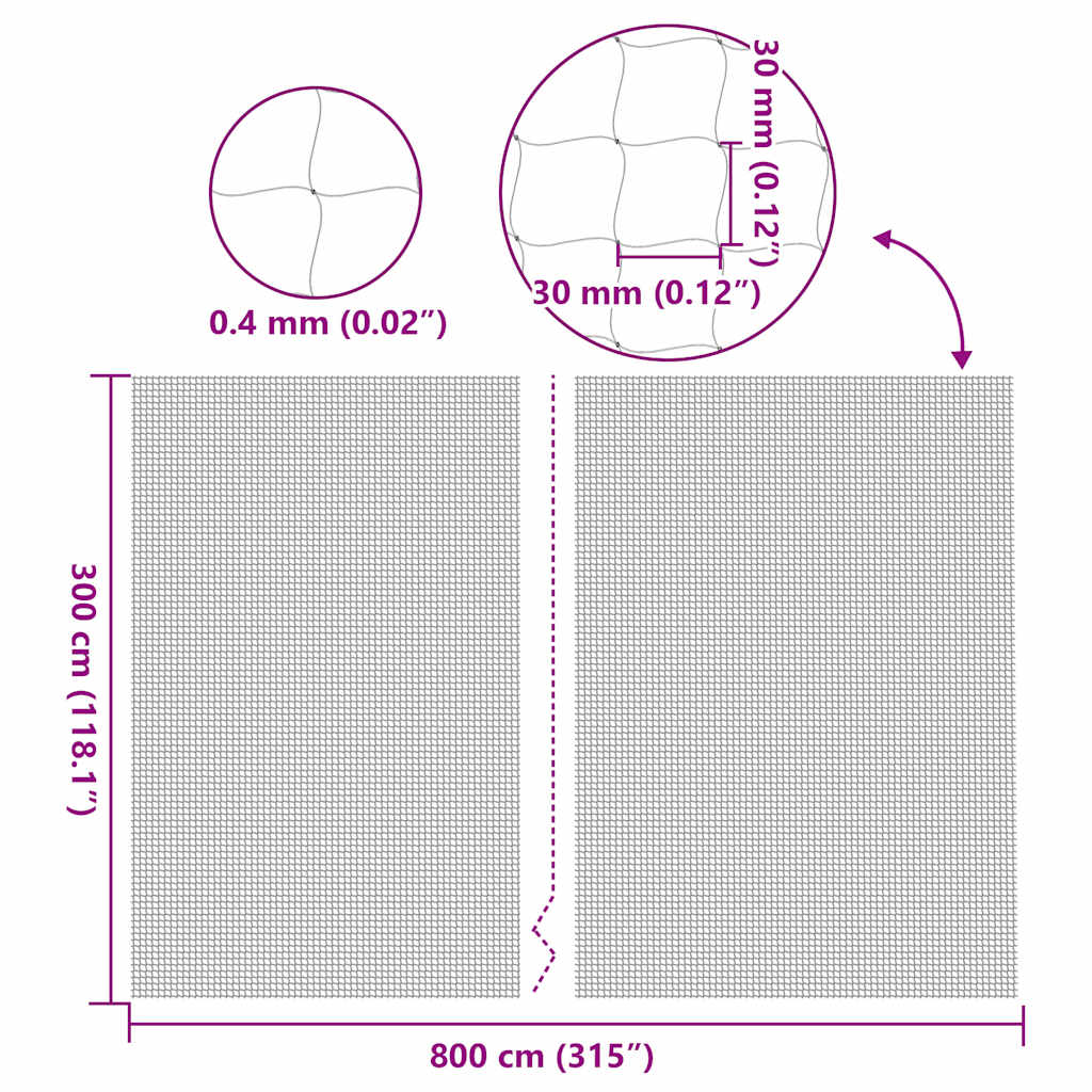 Rete per Gatti Trasparente 8x3 m in Nylon