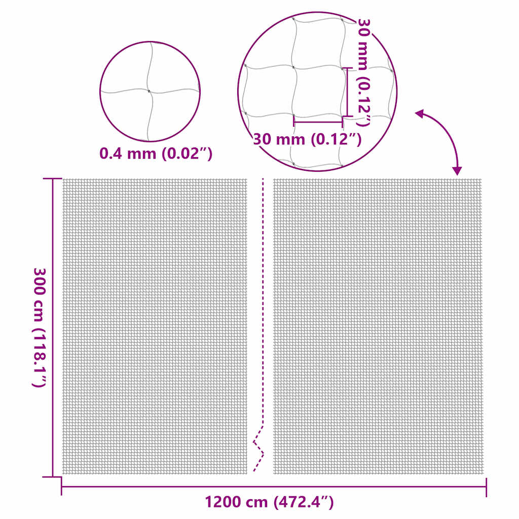 Rete per Gatti Trasparente 12x3 m in Nylon