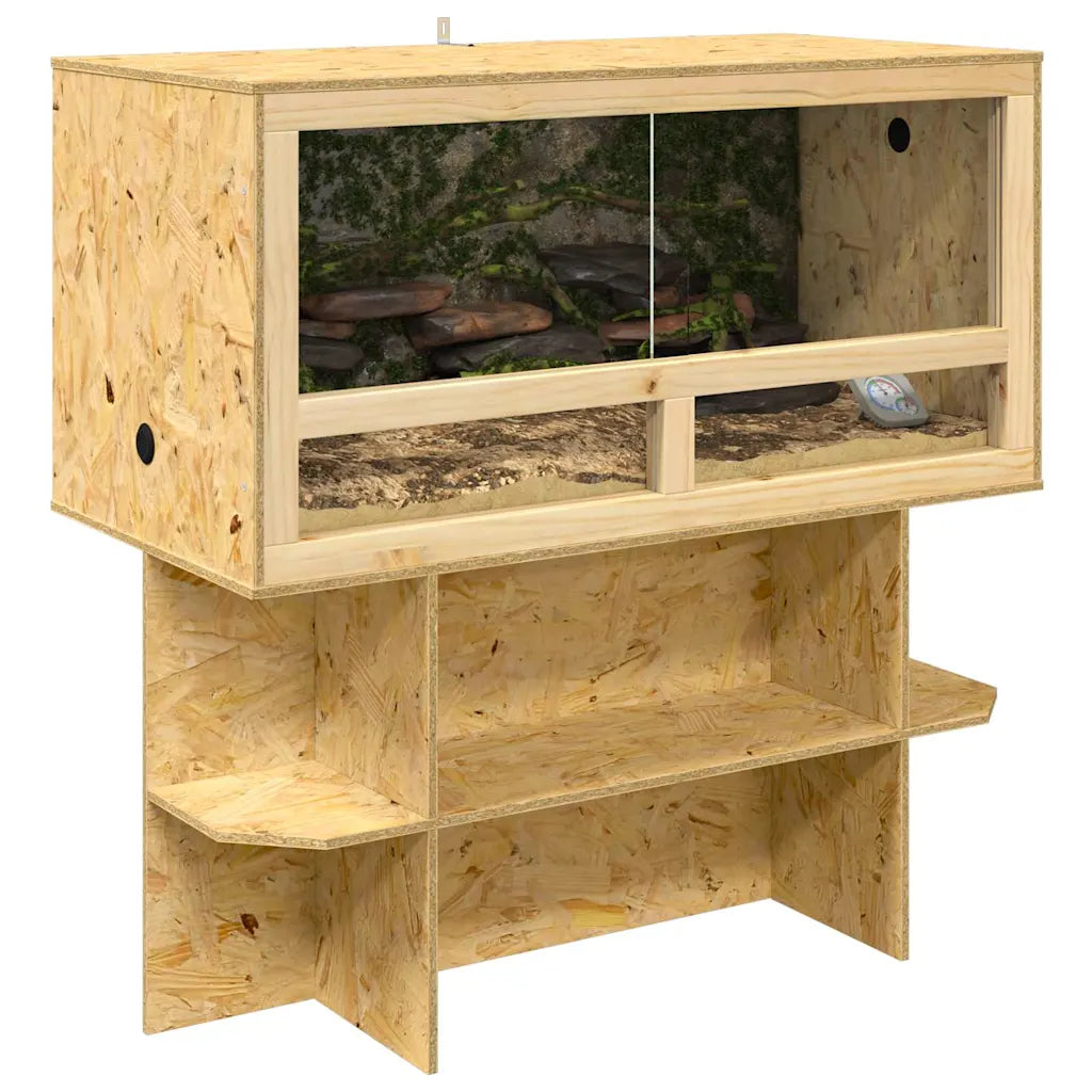 Terrario 100 x 50 x 100 cm in OSB con scaffali flottanti