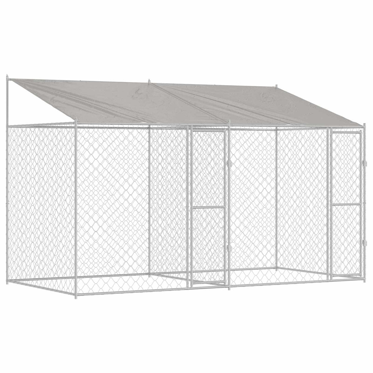 Gabbia per Cani con Tetto Argento 400 x 200 x 256 cm