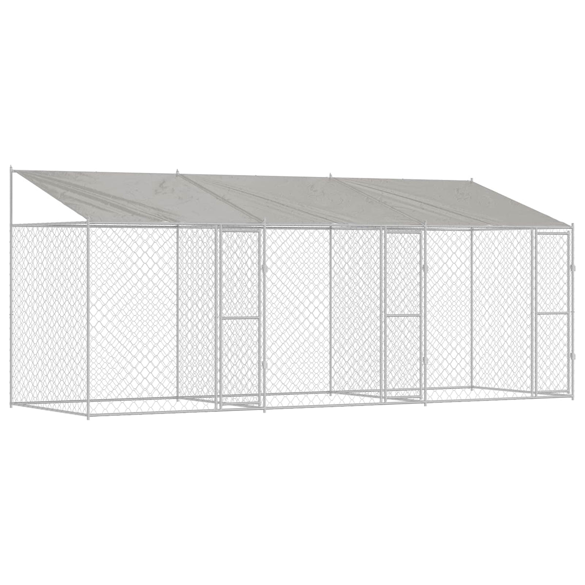 Gabbia per Cani con Tetto Argento 600 x 200 x 256 cm