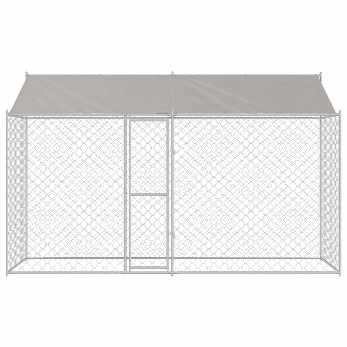 Gabbia per Cani con Tetto Argento 400 x 200 x 256 cm