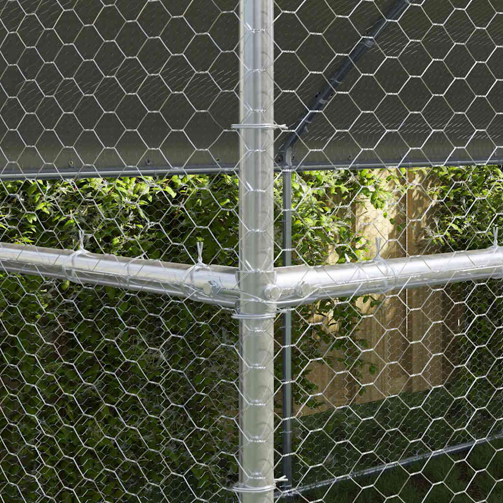 Pollaio con 1 porta 3 pz Argento 600x200x200cm Acciaio zincato