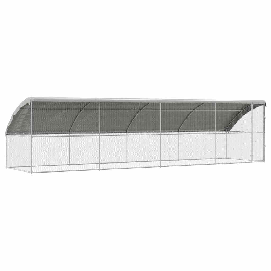 Pollaio con 1 porta 4 pz Argento 800x200x200 cm Acciaio zincato