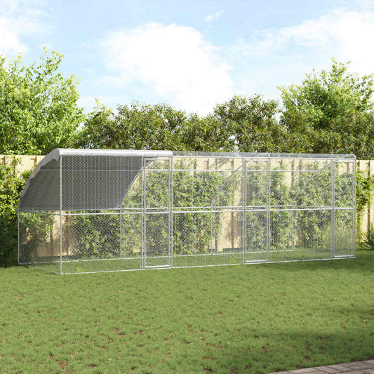 Gabbia per polli con 3 porte 3 pz Argento 600x200x200 cm