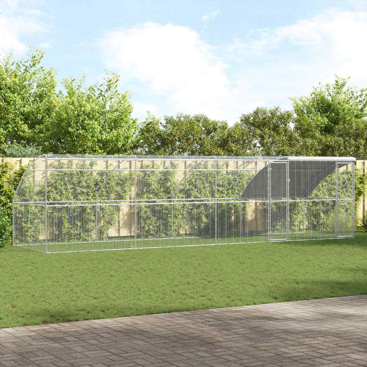 Gabbia per polli 4 pz Argento 800 x 200 x 200 cm Acciaio e PE