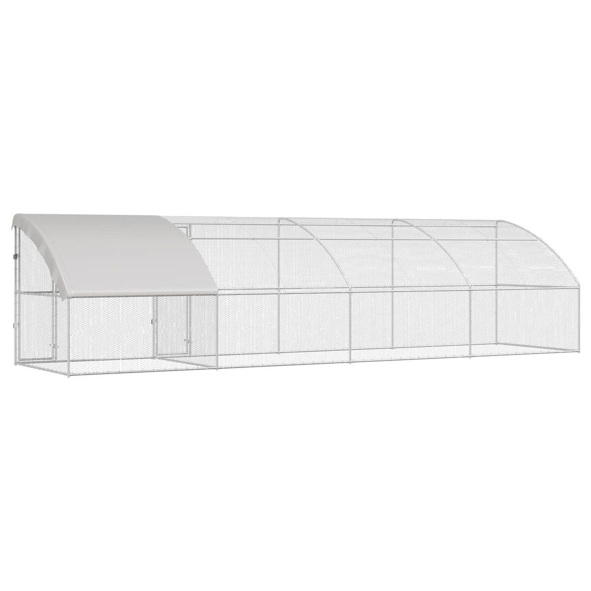 Gabbia per polli 4 pz Argento 800 x 200 x 200 cm Acciaio e PE
