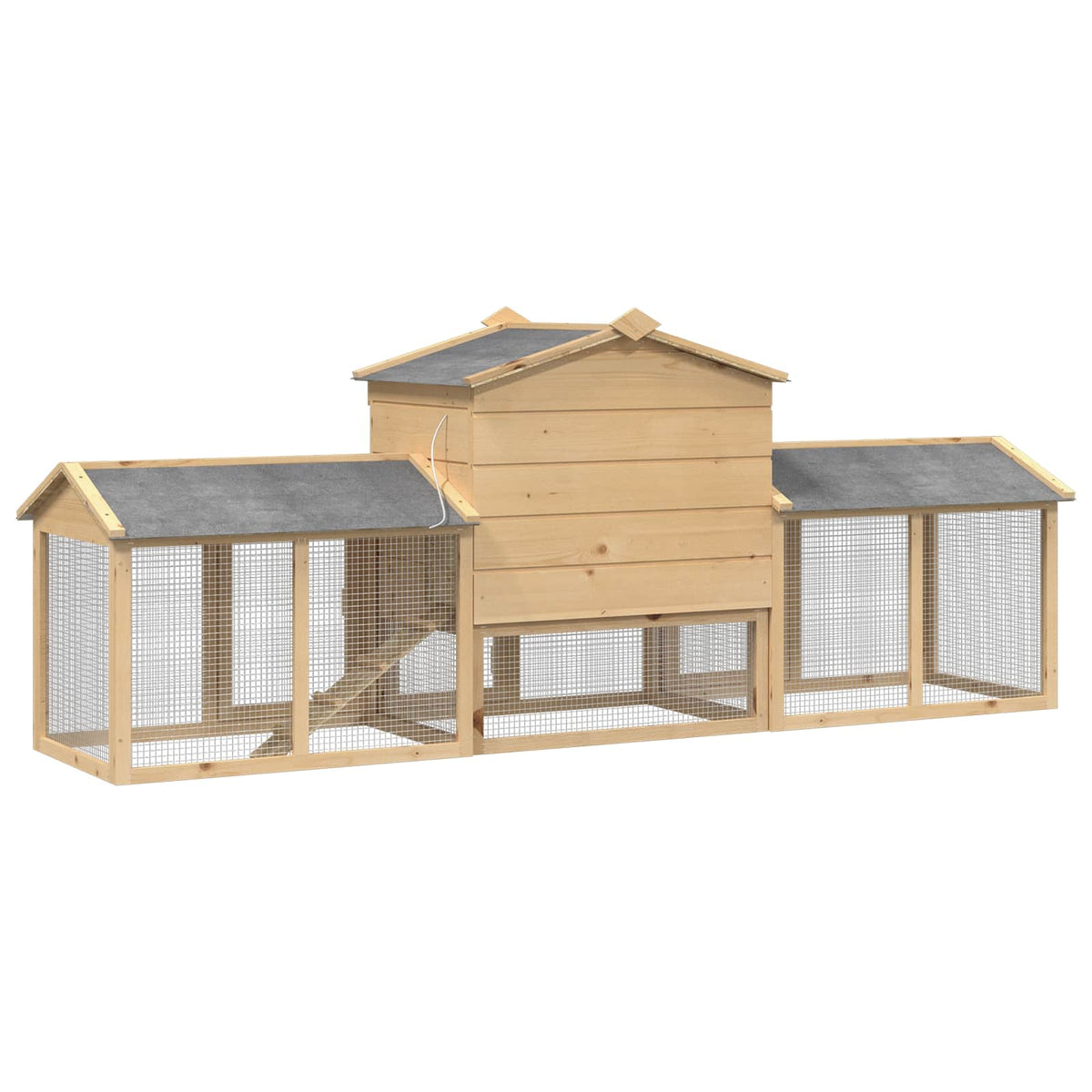 Pollaio 3 pz Marrone 225 x 60 x 89 cm Legno Massello di Pino