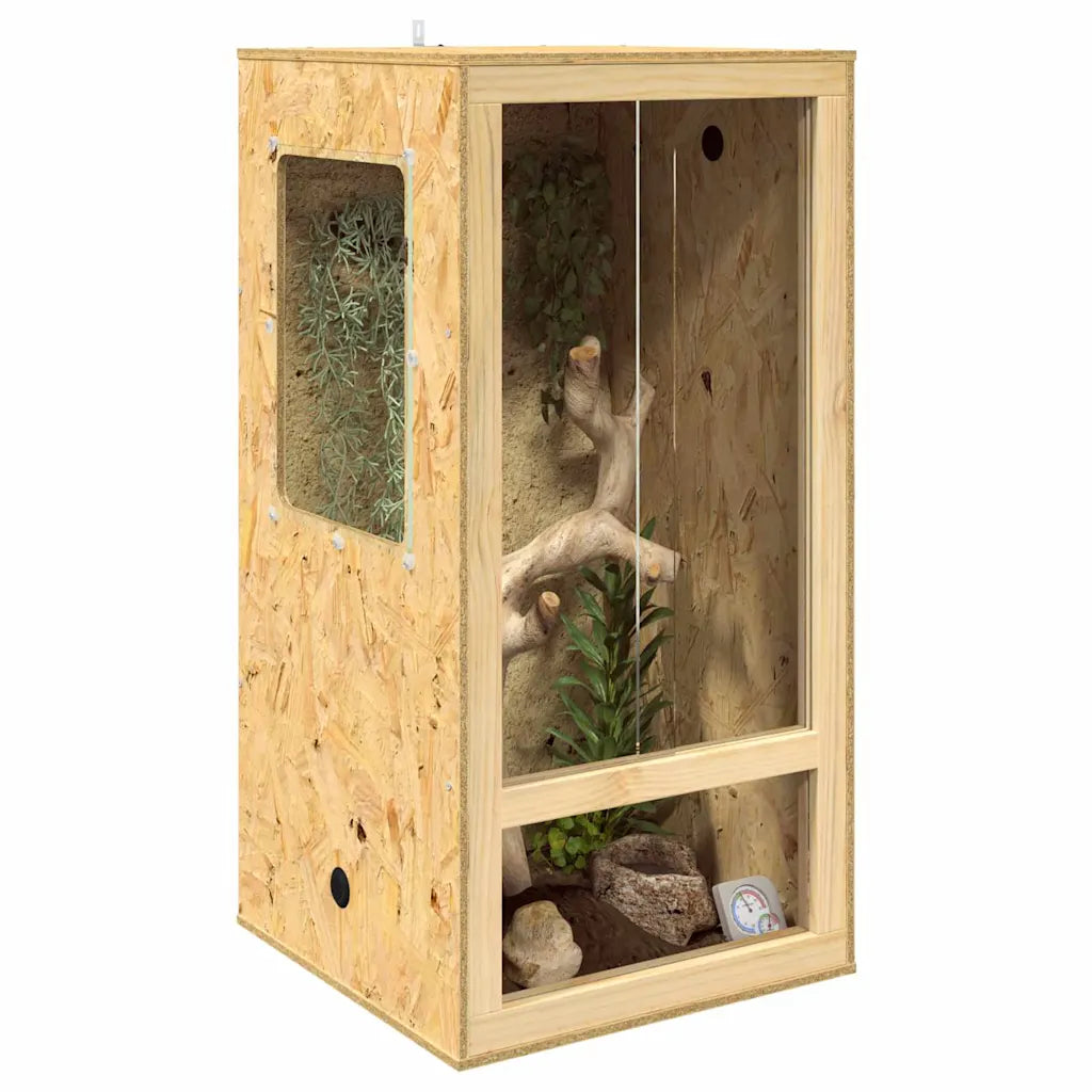 Terrario 50 x 50 x 100 cm in OSB per rettili e anfibi