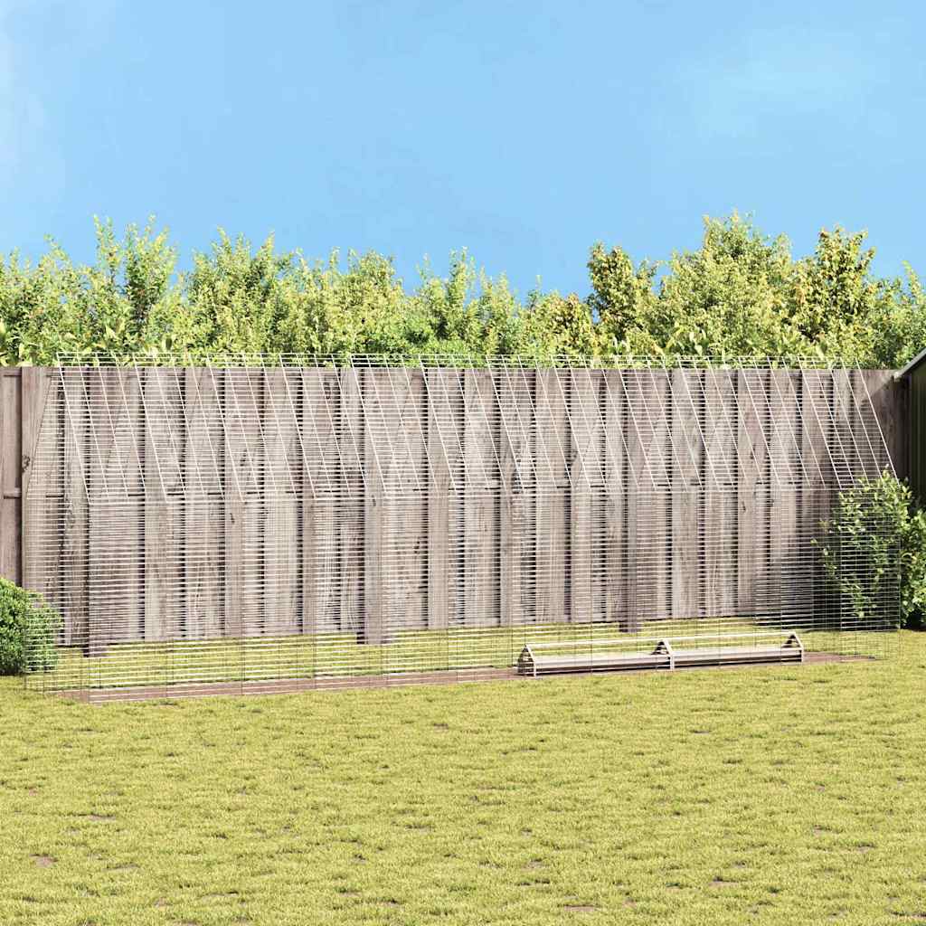 Gabbia per polli 2 pz Argento 600 x 100 x 210 cm