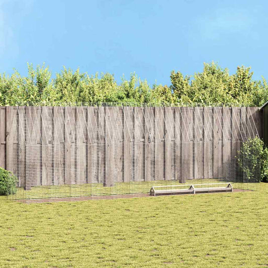 Gabbia per polli 2 pz Argento 600 x 100 x 210 cm