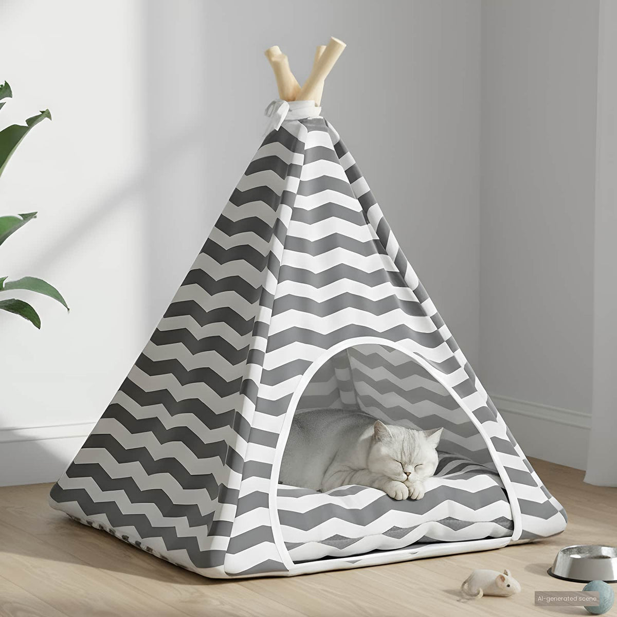 Tenda per animali con cuscino Bianco e Grigio 50 x 50 x 60 cm