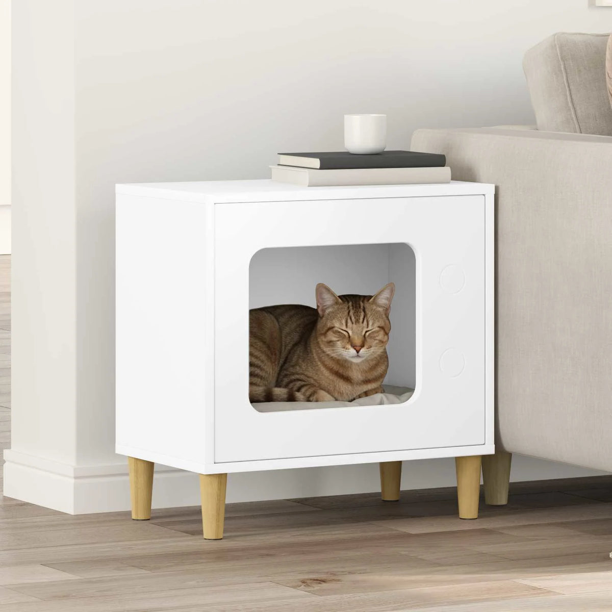 Casa per gatti 51x30x52 cm in legno ingegnerizzato