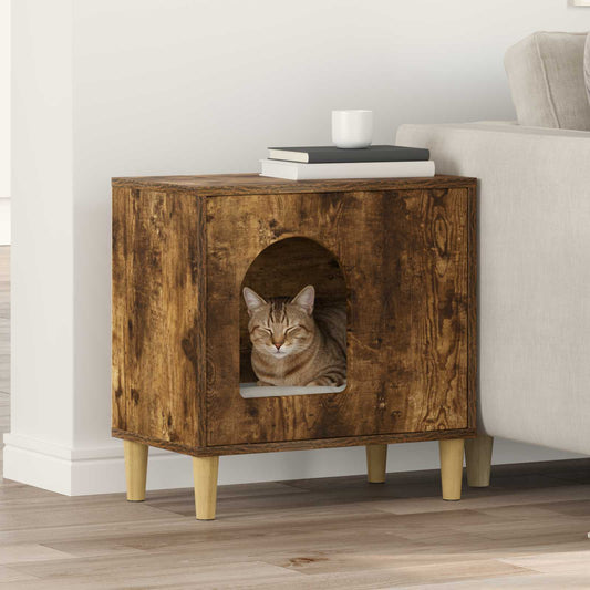Casa per Gatti Rovere Fumo 51 x 30 x 52 cm Legno ingegnerizzato