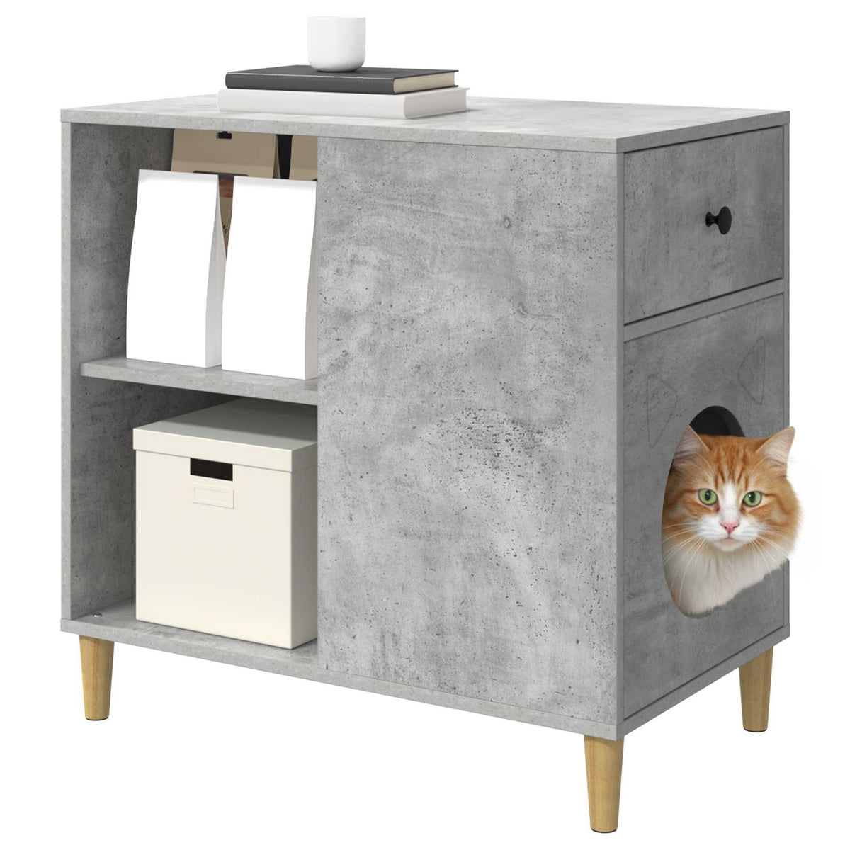 Casa per Gatti Grigio Cemento 72 x 42,5 x 70 cm