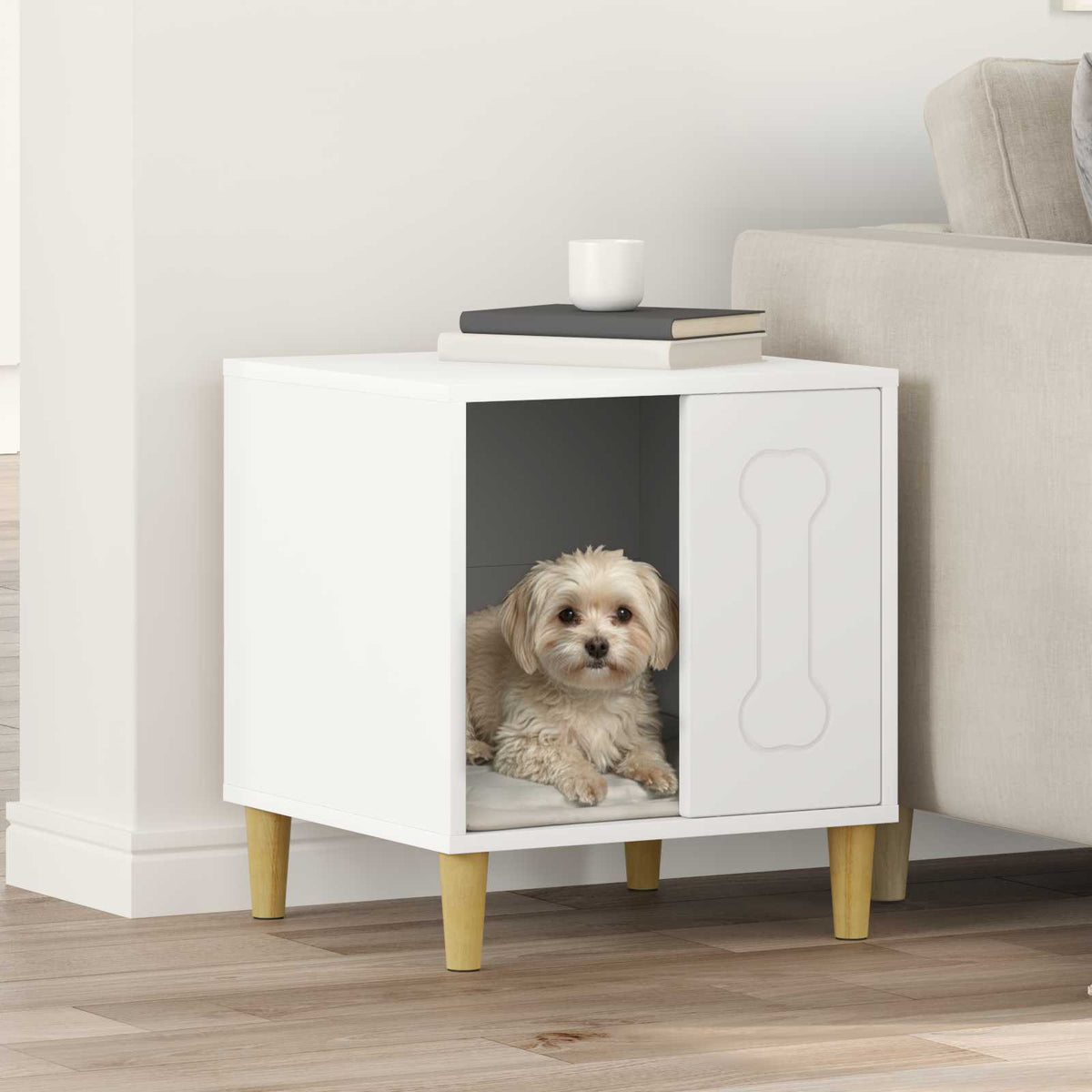 Cuccia per cani Bianco 44 x 42 x 49 cm Legno ingegnerizzato