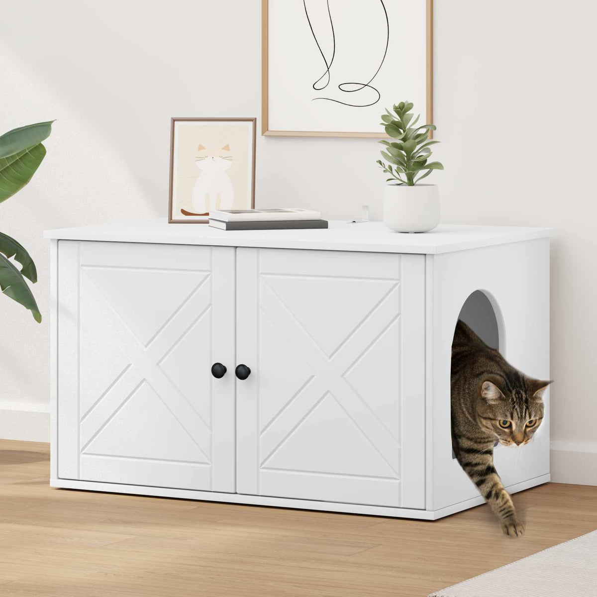 Casa per Gatti Bianco 85 x 55 x 50,5 cm Legno ingegnerizzato