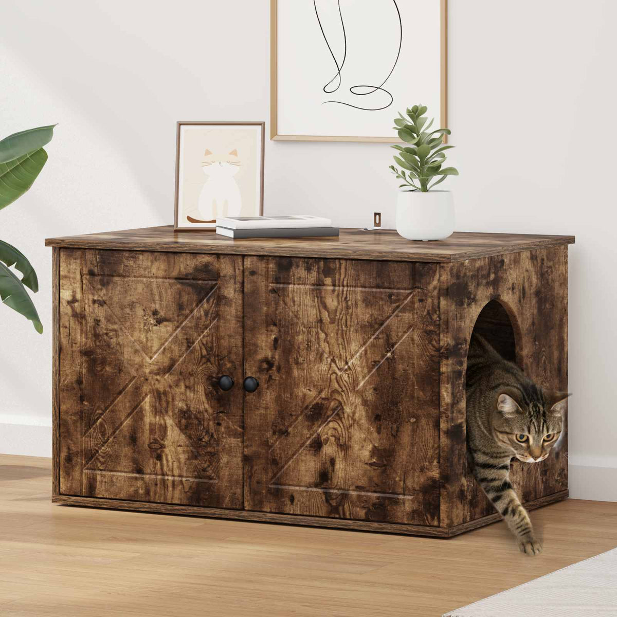 Casa per Gatti Rovere Fumo 85 x 55 x 50,5 cm