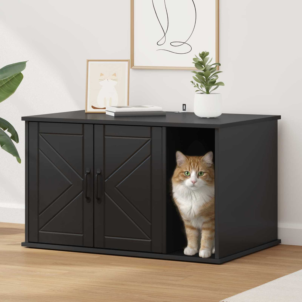 Casa per Gatti Nero 85 x 55 x 50,5 cm Legno ingegnerizzato