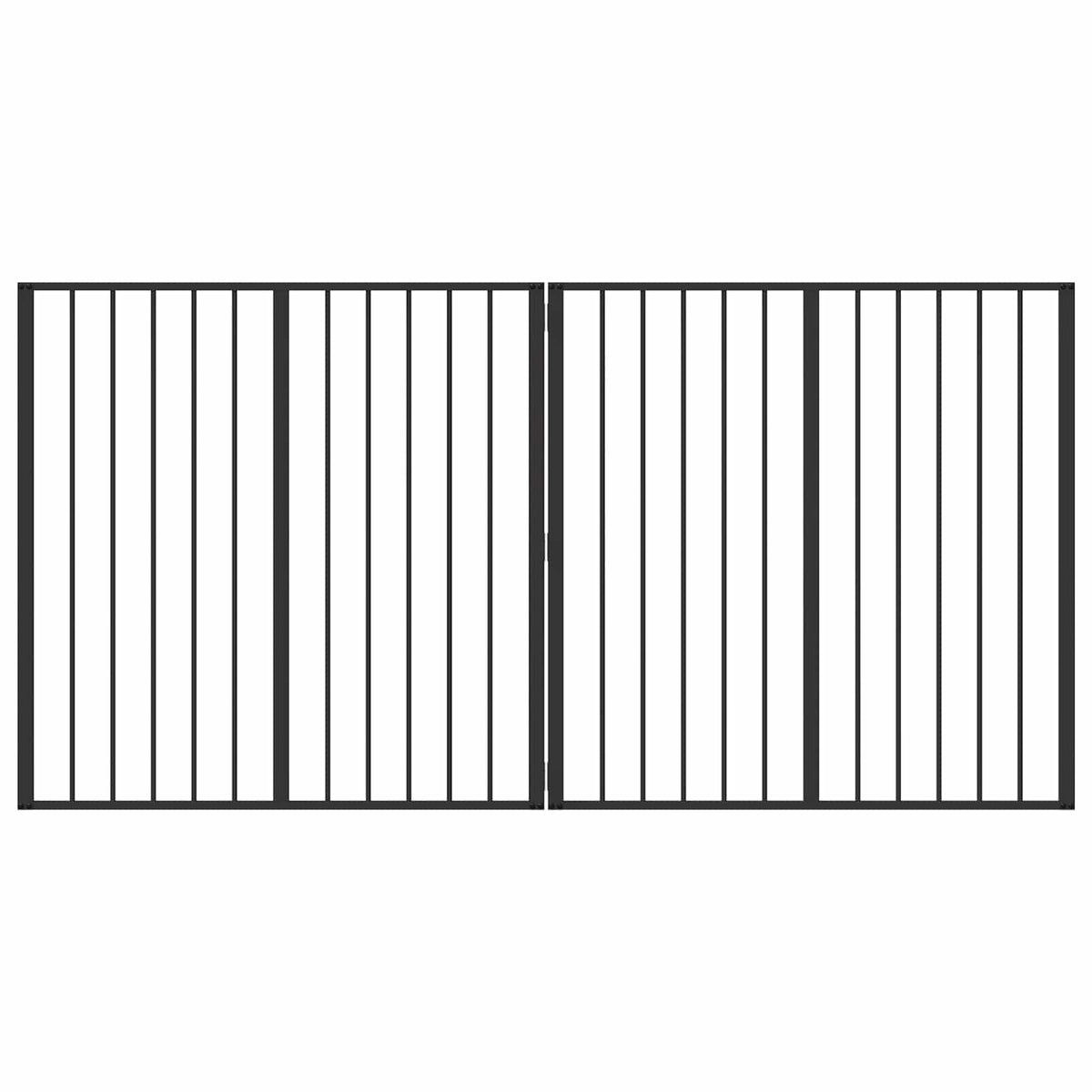 Cancello per cani 2 Panels Nero 100 x 100 cm Acciaio zincato
